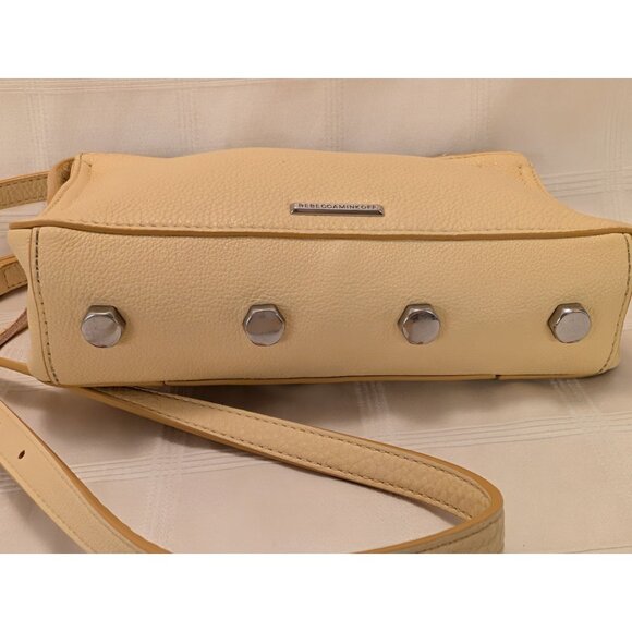 Rebecca Minkoff Crossbody Bag Buttery Yellow Leather Silver Accents Adj. Strap - Picture 4 of 11